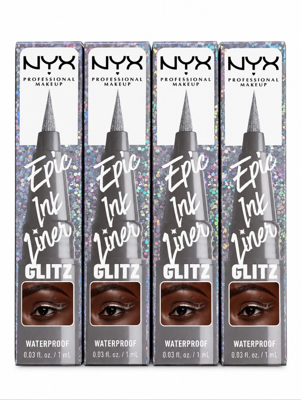 4 x NYX Epic Wear Glitz Waterproof Metallic Liquid Eyeliner, Flashy Flare